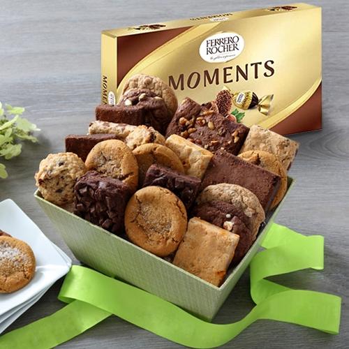 Delectable Brownies with Cookie Mans Assorted Cookies Gift Box