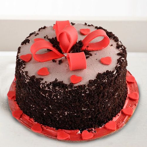 Tempting Heart N Flower Design Eggless Black Forest Cake