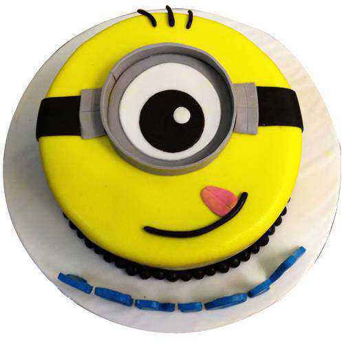 Sumptuous 1 Eye Minions Fondent Cake for Kids