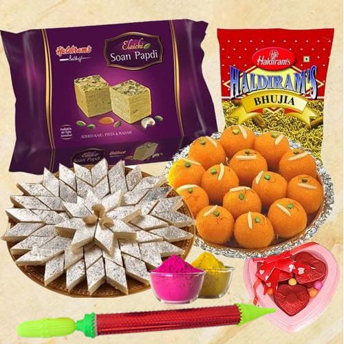 Ambrosial Sweets n Namkeen Gift Combo for Holi