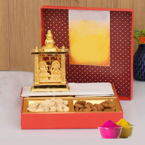Pious Ganesh Laxmi Mandap with Dry Fruits Gift Combo