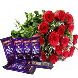 Marvelous Gift of Chocolates N Red Rose Bouquet