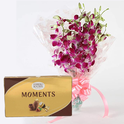 Captivating Bunch of Orchids with Ferrero Rocher Moments