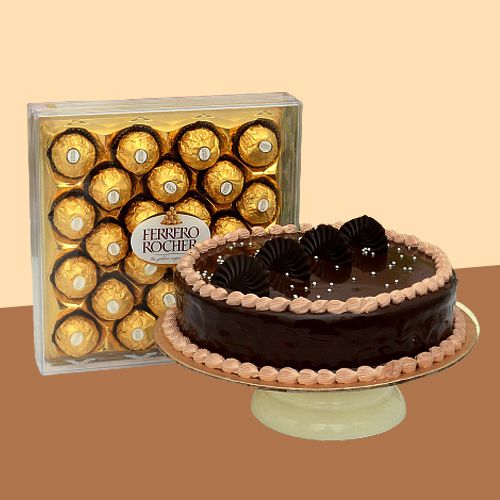 Enchanting Combo of Ferrero Rocher N Chocolate Cake