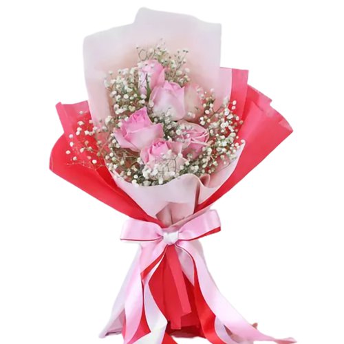 Glorious Bouquet of Pink Roses with Fillers