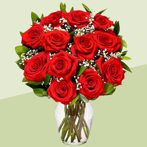 Beautiful Red Roses in a Glass Vase