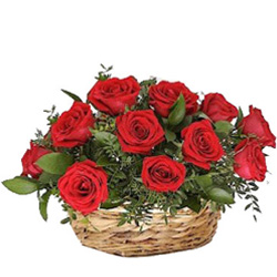 Beautiful Red Roses Basket Arrangement