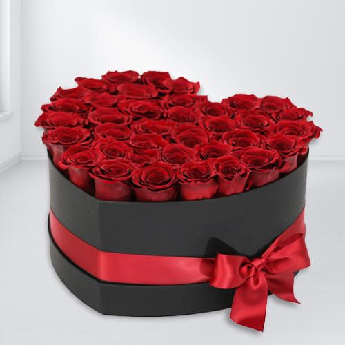 Wonderful Heart Shaped Box of Red Roses