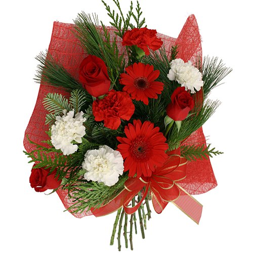 Ravishing Red N White Floral Bouquet