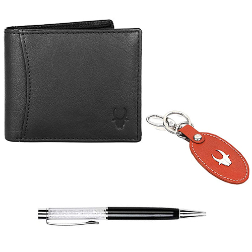 Attractive Pair of WildHorn Leather Card Case with Pen N Keychain