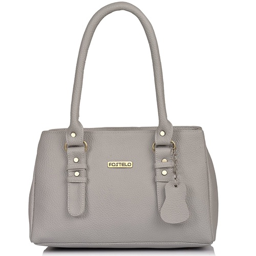 Fostelo Trendy Faux Leather Grey Womens Handbag