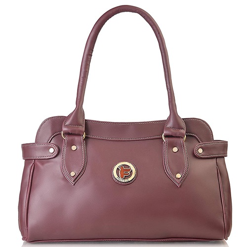 Fostelo Leather Maroon Satchel Bag for Women