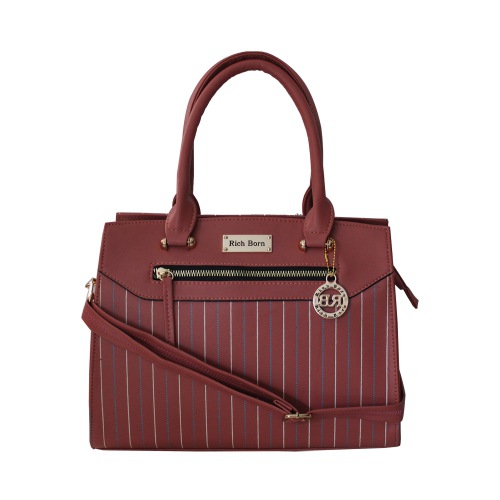 Appealing Striped Front Design Vanity Bag for Ladies