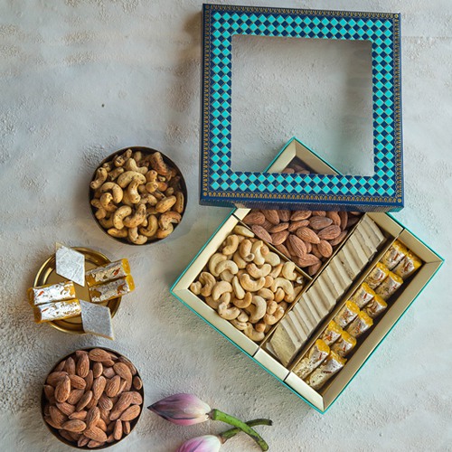 Delightful Kesar Sweets with Roasted Nuts Gift Box