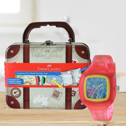 Exclusive Zoop Analogue Watch N Faber-Castell Colours Set
